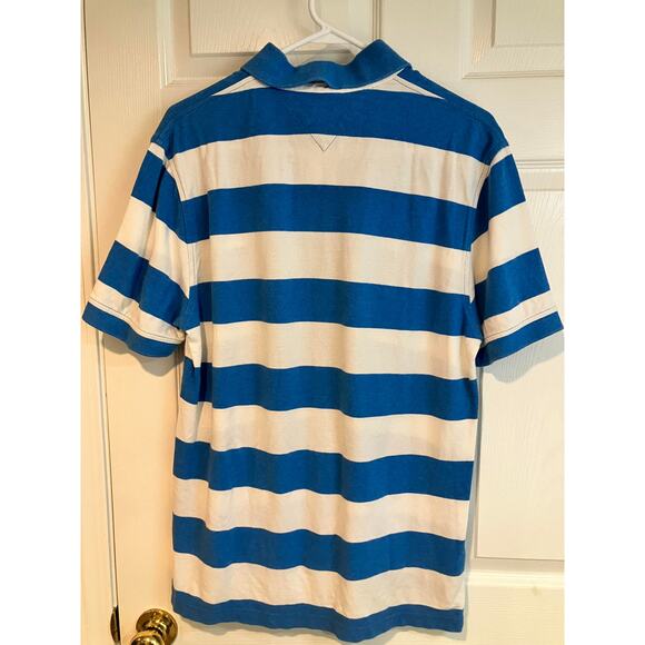 VTG Y2K Tommy Hilfiger Rugby Short Sleeve Polo Shirt Blue White Mens Size M - Picture 2 of 7